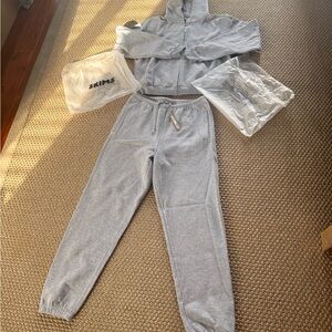 SKIMS Light Gray Hoodie and Joggers Set